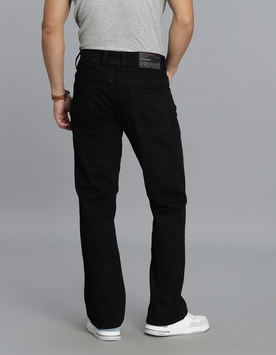 Black 5 Pocket Mid Rise Loose Boot Leg Cropped Jeans