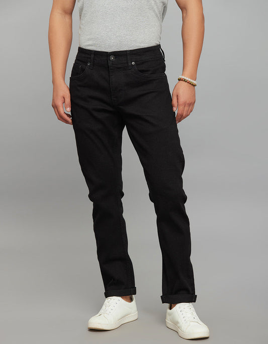 Black 5 Pocket Low-Rise Tapered Ankle Length Classic Stretch Jeans