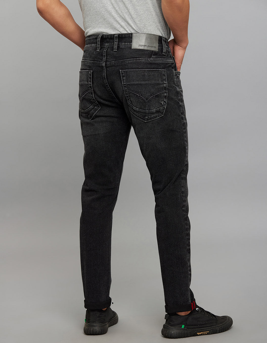 Charcoal 5 Pocket Low-Rise Tapered Ankle Length Stretch Jeans