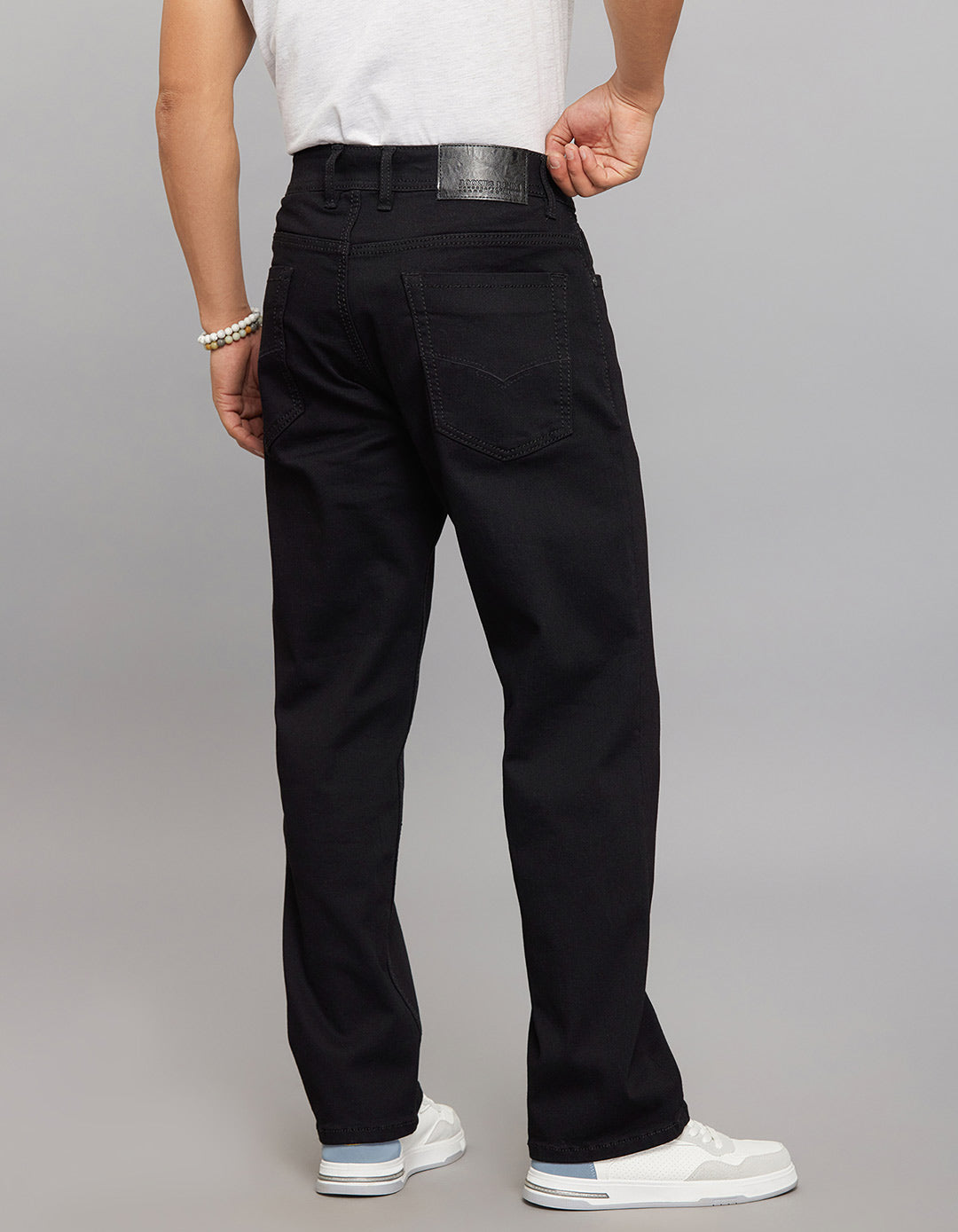 Black 5 Pocket Cropped Mid Rise, Comfort & Straight Fit Stretch Jeans