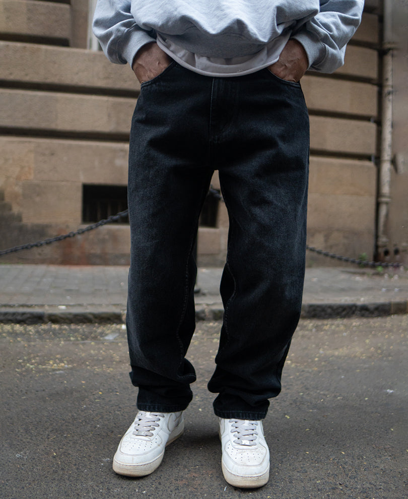 Black Baggy Fit Denim Jeans